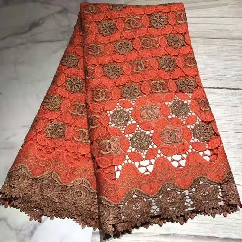 African cord lace fabric with stone latest african laces high end guipure lace nigerian lace fabrics for wedding dress - Цвет: Color1