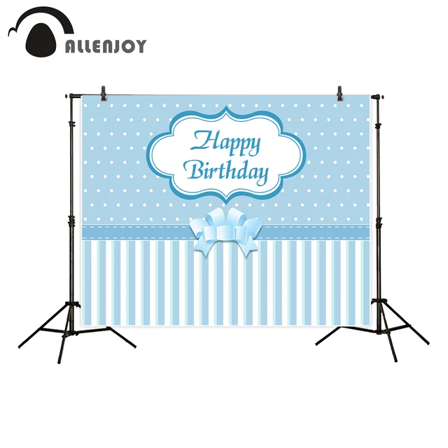 Allenjoy backgrounds for photography studio baby blue stripes Bowknot happy birthday boy backdrops original design photocall