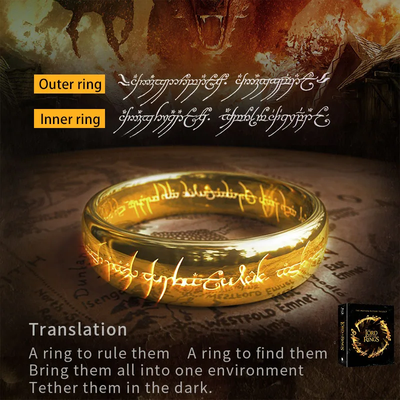 BEIER High Quality Gold Color Hobbit Gift Midi Ring Stainless Steel One Ring Of Power jewelry Ring Women and Men LR-R059