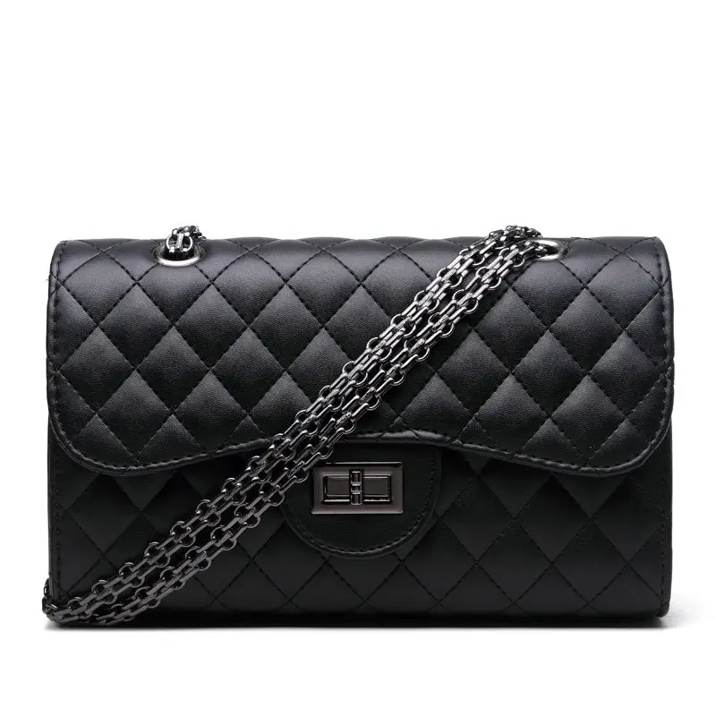 Classy Chain Quilted Bag Women Embossed PU font b Handbag b font Designer Luxury Lady Diamond