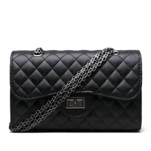 Classy Chain Quilted Bag Women Embossed PU font b Handbag b font Designer Luxury Lady Diamond