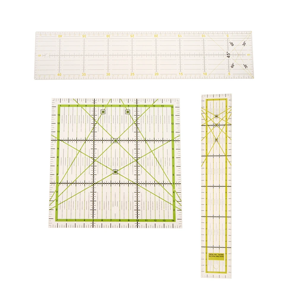 3Pcs Quilting Ruler Transparent Patchwork Ruler, Rotary Cutter Ruler for sewing Handicrafts with exact Measurements and Cuts