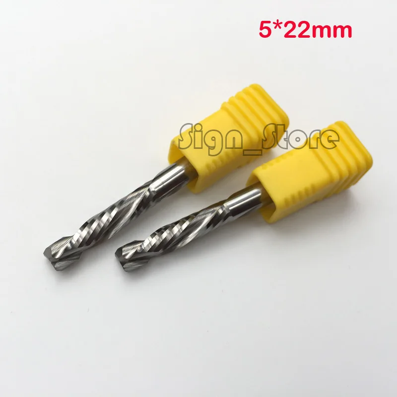 2pcs Up Down Cut 5x22MM Two Double Flute AAA Solid Carbide CNC Router Endmill Compression Wood Tungsten End Milling Cutter Bit |