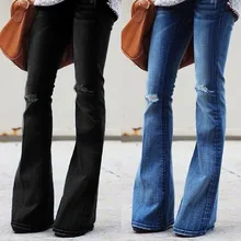 Модные женские джинсы, джинсы с дырками, женские Стрейчевые узкие расклешенные брюки со средней талией, Vaqueros De Mujer De, женские джинсы из денима