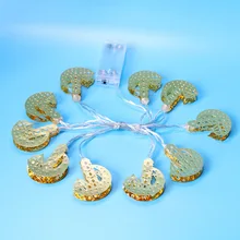 1,65 m 10 светодиодный s подвеска с замком светодиодный Шторы строка света ночника для рождественской вечеринки Свадебные для мусульманского праздника Рамадан освещение украшения