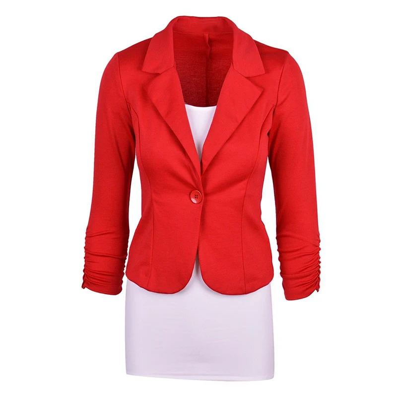 Women's Casual Work Solid Color Knit Blazer Plus Size One