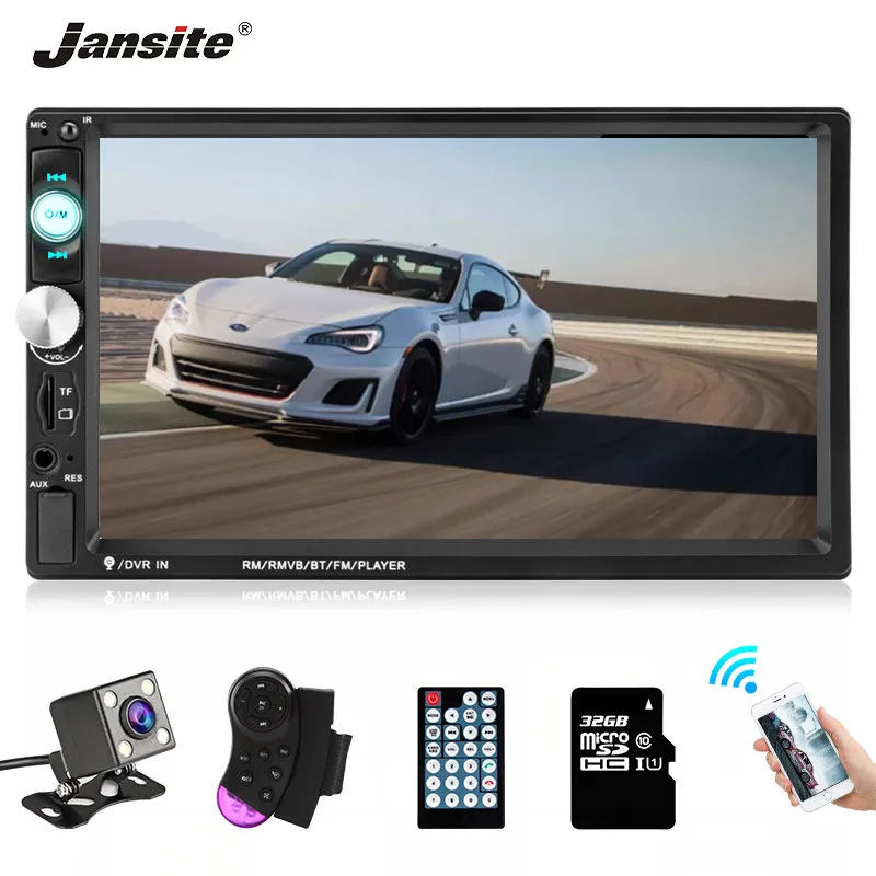 

Jansite 7 inch Car Multimedia player HD Car radio MP5 player Reverse image memory card USB Steering wheel controller bluetooth