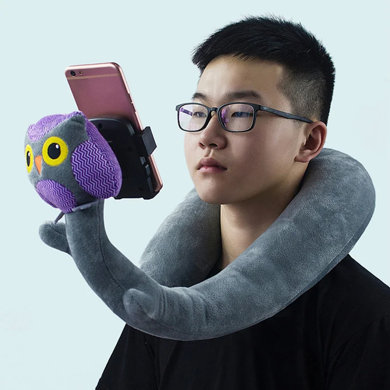

NEW 2019 2 In 1 Mobile Phone Holder for Xiaomi Mi9 Travel Pillow Neck Memory Foam U Shaped Support Head Rest Travel Neck Pillow