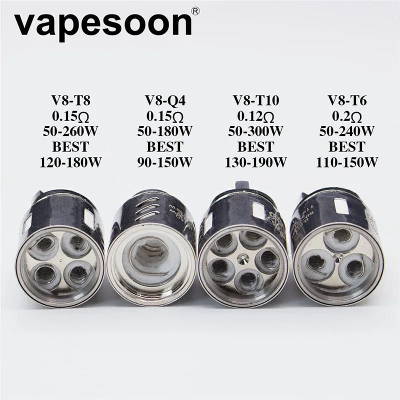 

Authentic VapeSoon Coil Head V8-Q4/T6/T8/T10 Core 0.12ohm 0.15ohm 0.2ohm Replacement Coil For TFV 888... Cloud Beast Tank