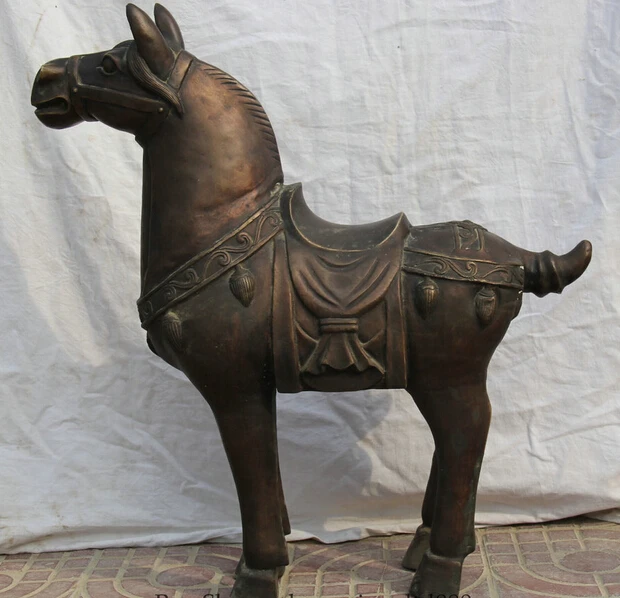 

JP S0524 28" Larger Chinese Bronze Folk success Zodiac Year Tang Horse sculpture Statue