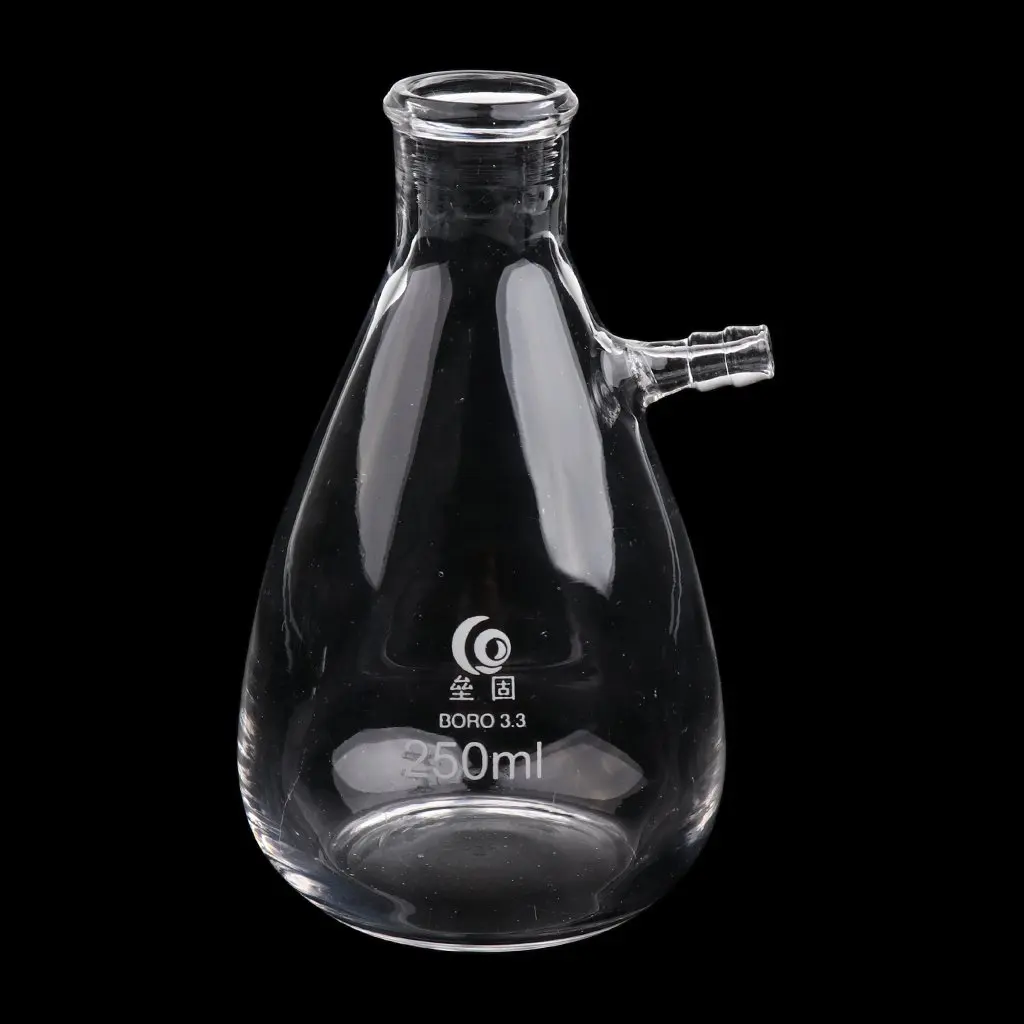 250 мл прозрачная стеклянная лабораторная бутылка с фильтром колбы химический