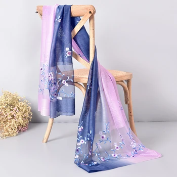 

Silk Wool Blending Scarf Women Floral Embroidery 2019 Shawls and Wraps for Ladies Wedding Long Wool Shawl Foulard Silk Scarves