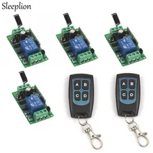 Sleeplion DC 12V 1CH RF Wireless Remote Switch 2 4-key Transceiver +4 Receiver Relay Integrated Circuit 315MHz/433MHz