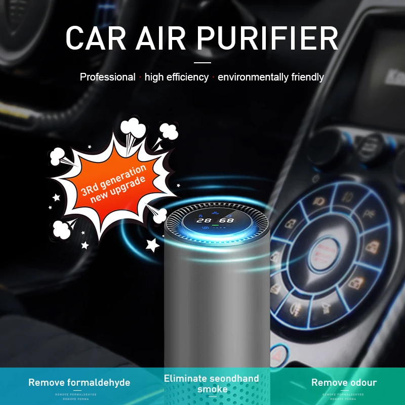 Replaceable HEPA Filter Car Air Purifier Gesture Control Anion