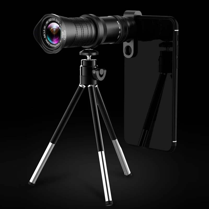 

4K HD 18-30X Zoom Mobile Phone Lens Monocular Optical Lens Observing Survey Telephoto SL@88