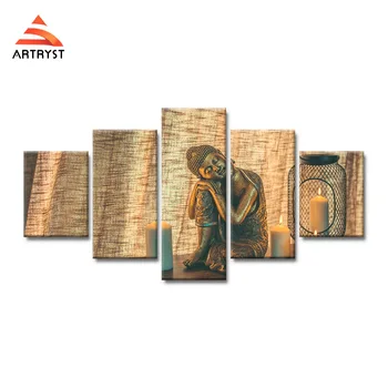 

Artryst 5 pieces modern modular canvas paintings of Buddha HD pictures printed on canvas home decor living room wall art poster