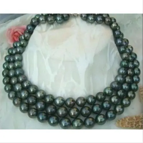 

Free Shipping >>>Triple strands SOUTH SEA AAA 9-10MM BLACK PEARL NECKLACE 18 INCH