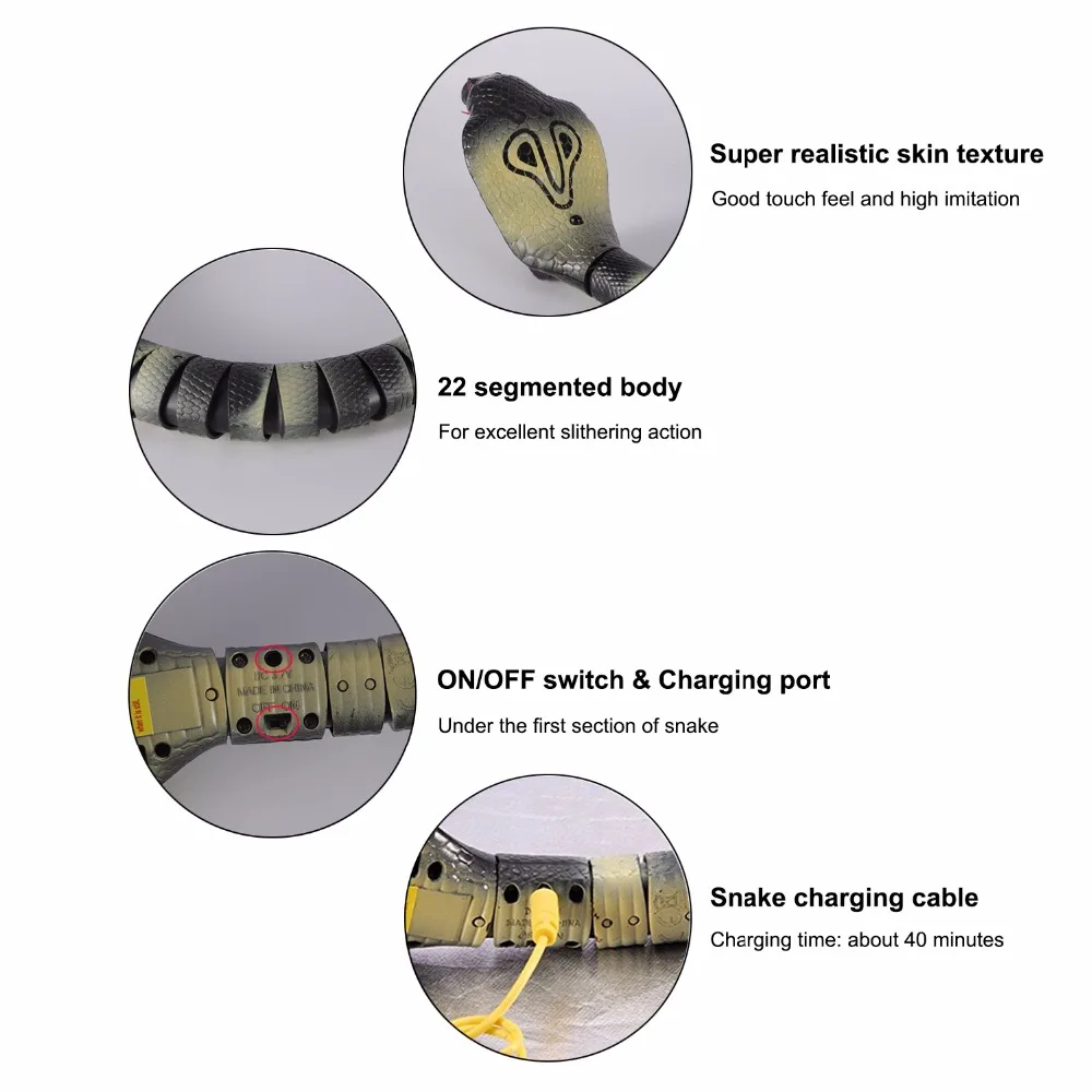 Новейший 40 см ИК RC змея бионический с изображением рептилий 3CH инфракрасный с дистанционным радиоуправлением Ratlesnake Инфракрасный контроль novetly Brain