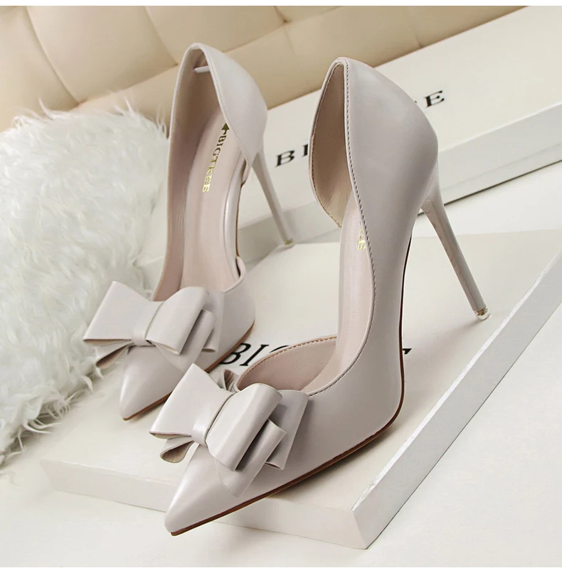 Women's Pumps Womens High Heels Shoes Butterfly-knot Slip-On Sexy Women High Heels Shoes Brand Party Women Pumps Yellow Size 8 (10)