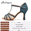 Ladingwu New Denim And Net Latin Dance Shoes Woman's Comfort Professional Salsa Shoes Dancing Cuba Heel Dance Shoes sandals 3