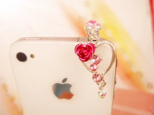 

Peach rose shape High Quality Dustproof Plug For iPhone Smart Phone Anti Dust plug 3.5mm Earphone Jack