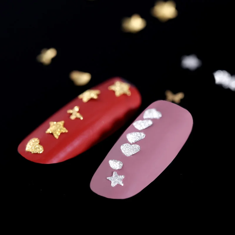 

1 Box Gold Silver Metal Hollow Nail Art Studs Decorations Droptear Triangle Square Designs Nail Tips Accessories Manicure Tools