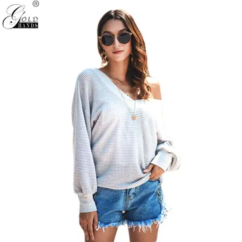 

Gold Hands Winter Autumn Casual Knitted Solid V-neck Women Sweaters and Pullovers Plus Size New Arrival Girls Sweater