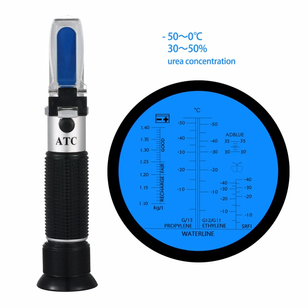 Billige Hand Tester Werkzeug Motor Flüssigkeit Glykol Frostschutz Gefrierpunkt Auto Batterie Refraktometer ATC 50 ~ 0C 30 35% harnstoff konzentration