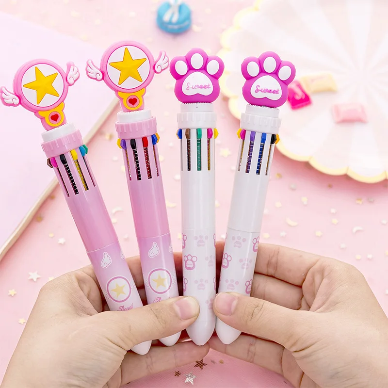 10 цветов Cat paw Шариковая ручка Kawaii волшебная палочка Единорог Фламинго шариковые ручки для детей подарок материал Эсколар школьные
