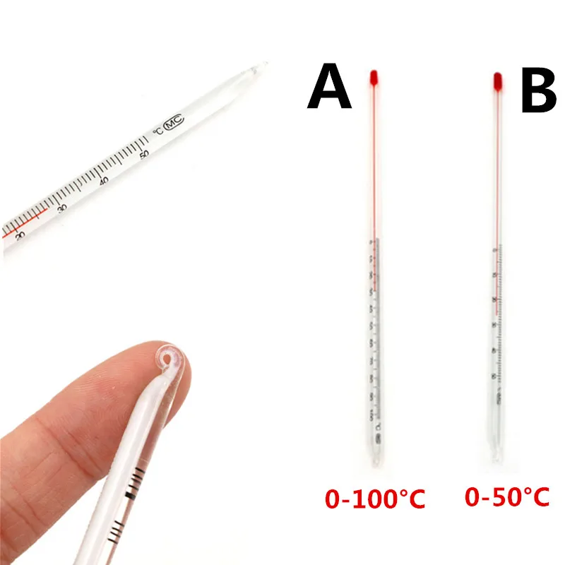 New 0 -50/100 Celsius Degree Glass Thermometer Home Brew Laboratory Red Water Filled Thermometer Chemistry Glassware