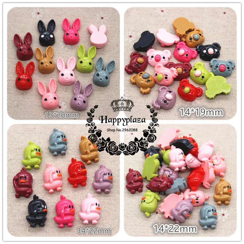 

20pcs Mix Colors New Hot Selling Cute Resin Animal Duck/Rabbit/Pig Miniature Art Supply DIY Craft Scrapbooking