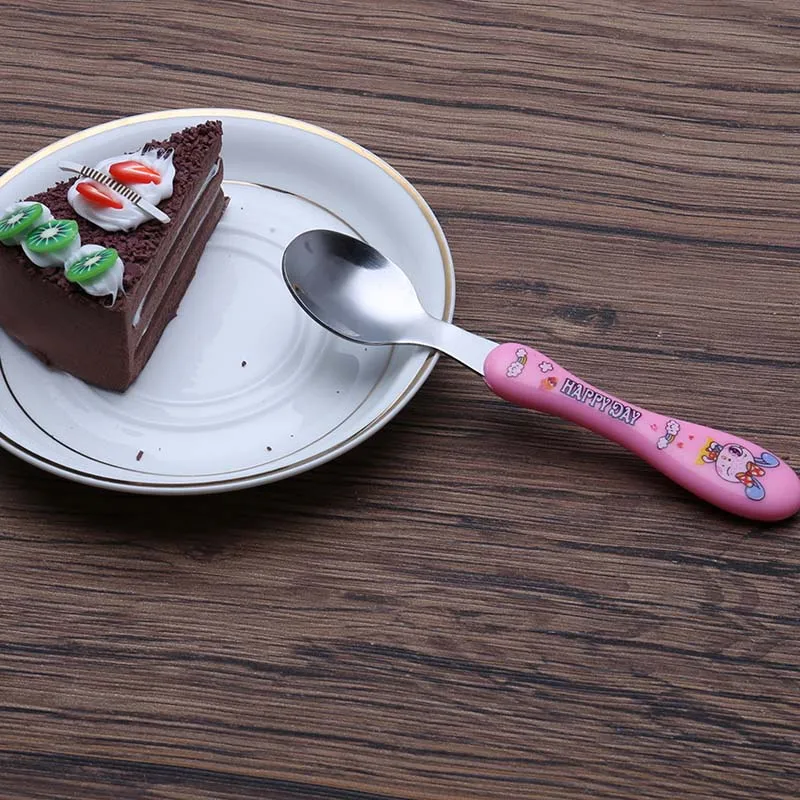 Baby Kids Feeding Spoon Fork Knife Set Stainless Steel 3Pcs/Set