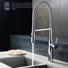 HPB Brass Brushed Chrome Pull Out Rotary Kitchen Faucet Mixer Tap for Sinks Single Handle Deck Mounted Hot And Cold Water HP4105