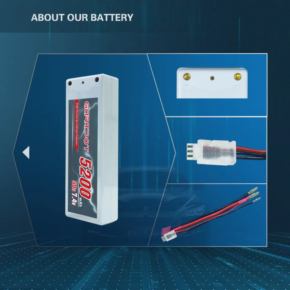 GARTPOT 7,4 V Lipo Батарея 5200 мАч 2 S 50C литий-полимерный, Радиоуправляемый автомобиль Батарея 5200 мА/ч, Батарея с деканов T штекер для машинка «трагги» лодка самолет