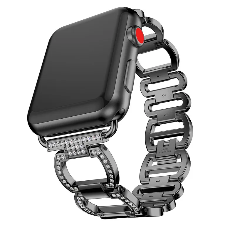 

ASHEI Stainless Steel Bling Bands For Apple Watch Series 3 2 1 Band Strap 38mm 42mm Metal Link Rhinestones Bracelet For iWatch