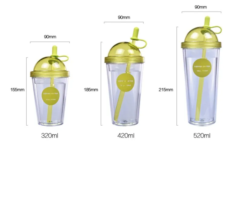 Креативные пластиковые кружки для взрослых с соломинкой, молочный чай, кофейная чашка с крышкой, двухслойная Студенческая пара, стакан для сока, портативная бутылка для воды