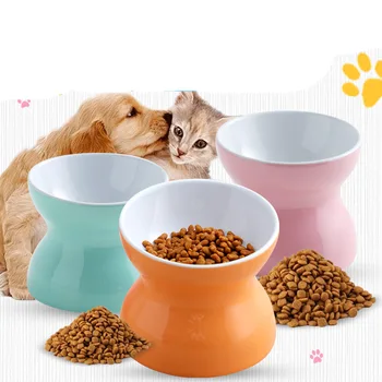 

New Pet Cat Ceramics Bowl Classical Cervical Health Protective Bowl High Base Water Food Feeder for Puppy Kitten Pet Feeding