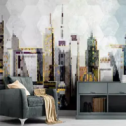 Современный минималистский абстрактный геометрический фон с изображением зданий стены professional производства росписи на заказ фото обои