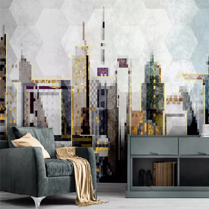 

Modern minimalist abstract geometric architecture background wall professional production mural custom photo wallpaper