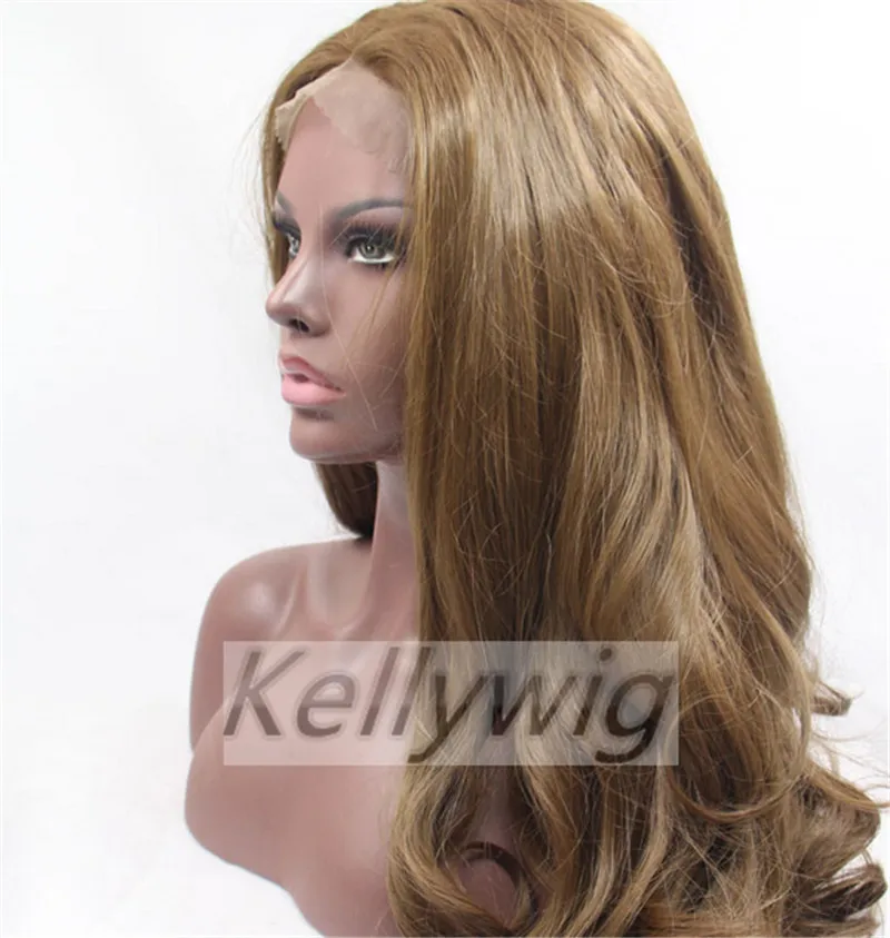 

Free Ship Lace Front Wig Length 16"-28" Wavy Borwn Heat Resistant Hair Full Wig Synthetic Hair Medium Cap