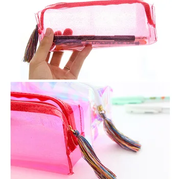 

Kawaii Transparent Glitter School Pencil Case Stationery Bags Creative Fashion Pencil Bag School Pencil Box Supplies Cool Box