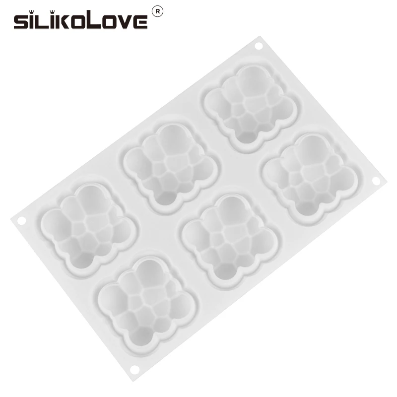 SILIKOLOVE 3D облако Торт Плесень силиконовые мусс формы квадратный пузырь формы для выпечки 6 полостей