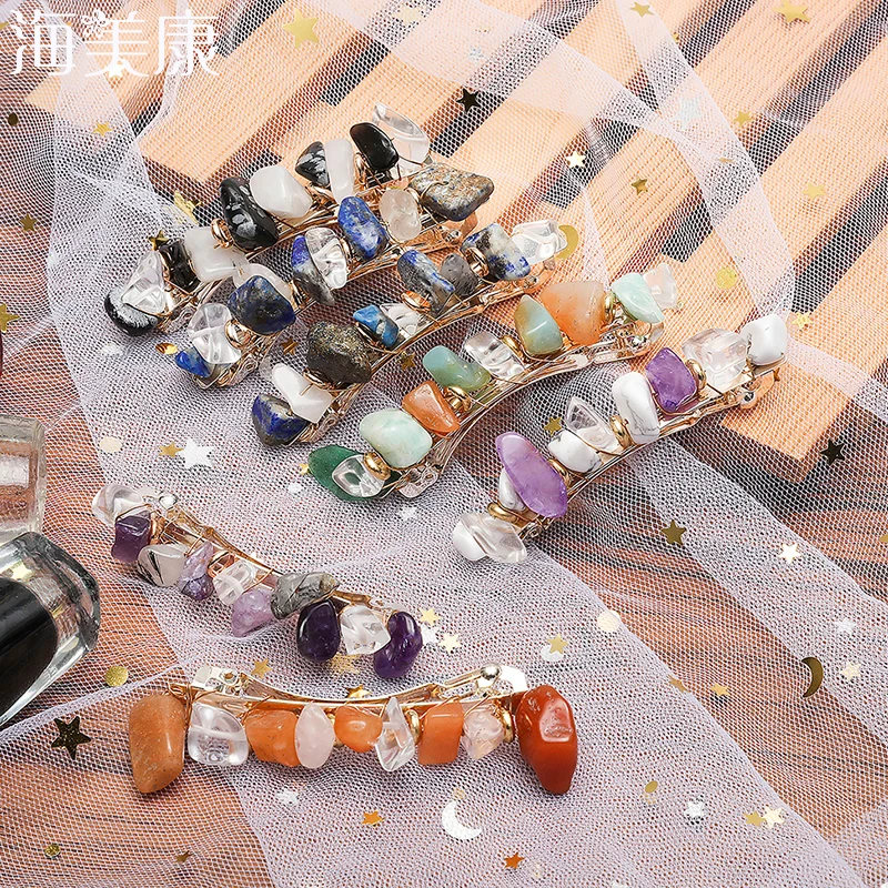

Haimeikang 1PC Retro Mori Pine Stone Hairpin Temperament Spring Clip Hairclips Barrettes Hair Pins Styling Tools Accessories