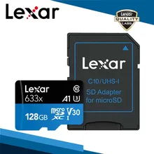 2019 Оригинал Lexar 95 МБ/с./с 633x Micro sd карта 128 Гб карта памяти считыватель Uhs-1 для дрона Gopro Dji спортивная видеокамера