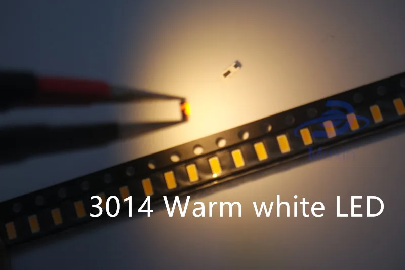 100pcs 3014 SMD LED Chip Warm White Ultra Bright 0.1W 10 12LM 30mA 3V