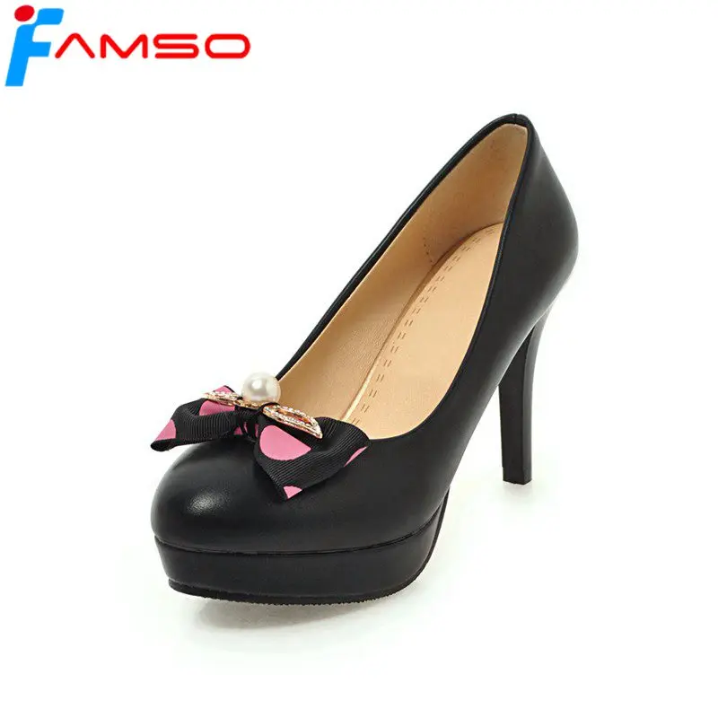 

FAMSO 2019 Big Size34-43 New Spring Arrival Women Pumps Shoes Flowers Round Toe Thin Heels Autumn Platforms Pumps For Women's