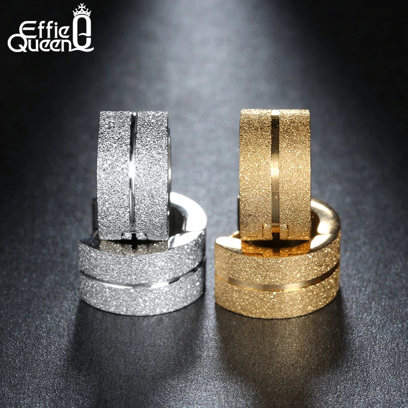 

Effie Queen Frosted Surface Hoop Earrings High Quality 316L Stainless Steel Statement Earrings Trendy Men Women Jewelry IE05