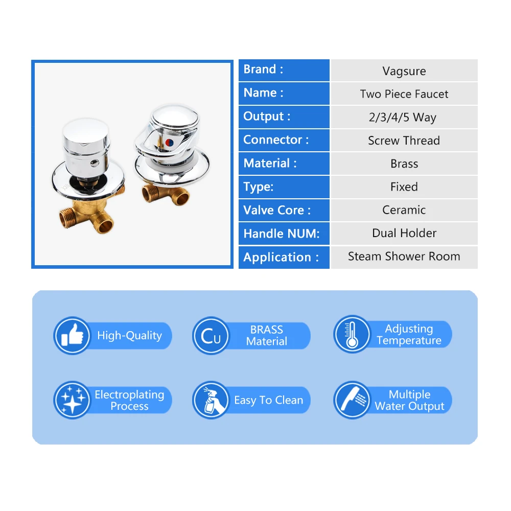 Vagsure, 1 комплект в партии, 2/3/4/5 способа розетки латунный резьбовой отдельные Тип Керамика смесительный клапан сердечник кранов душевых, смеситель для комната