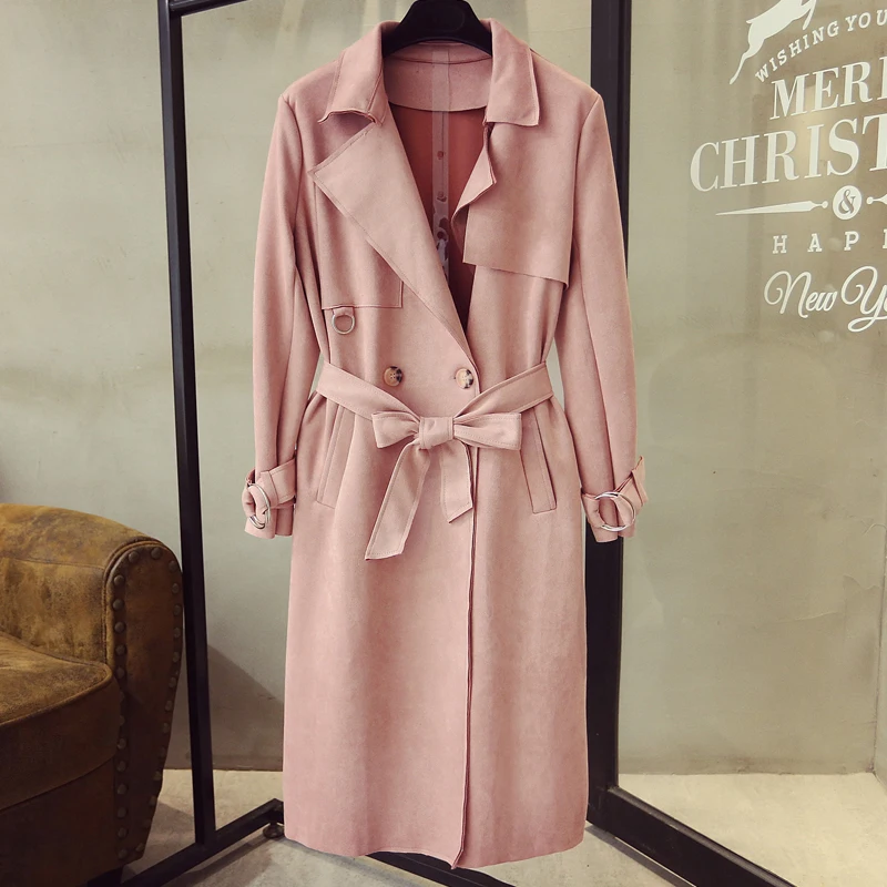 2020 New Fashion Brands faux Suede Trench Coat 