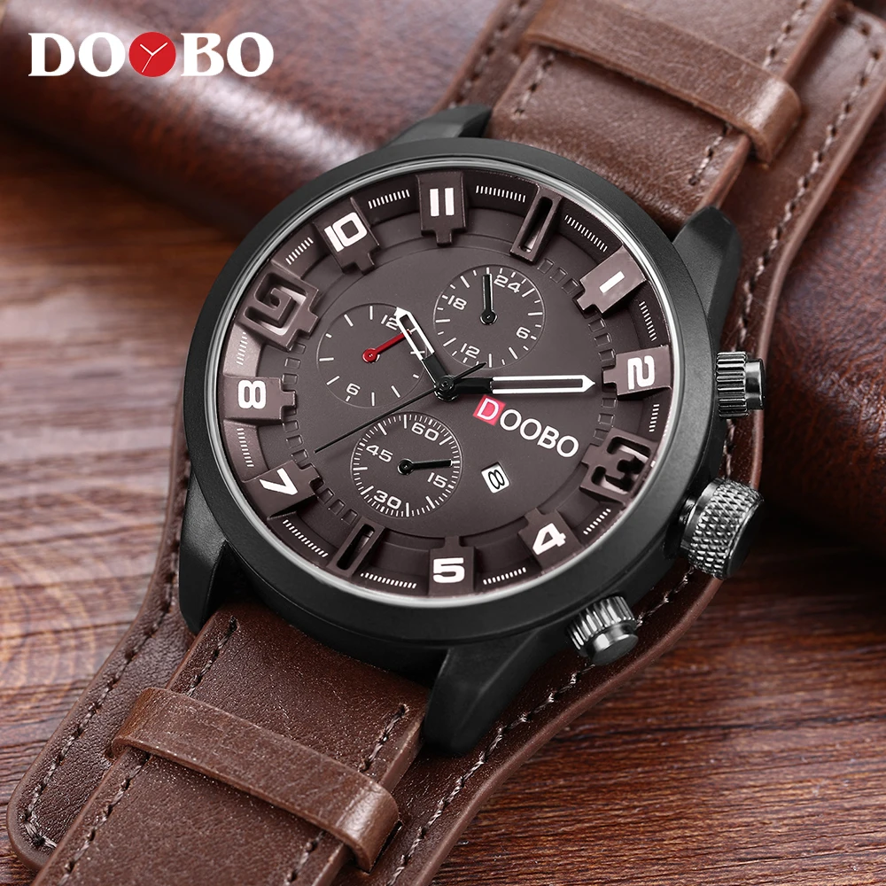 

DOOBO Men's Casual Sport Quartz Watch Mens Watches Top Brand Luxury Quartz-Watch Leather Military Watch Wrist Male Clock Drop